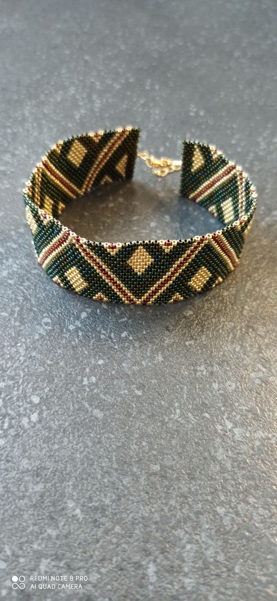 Retro 5 mozaika zeleno-zlato-bronzová